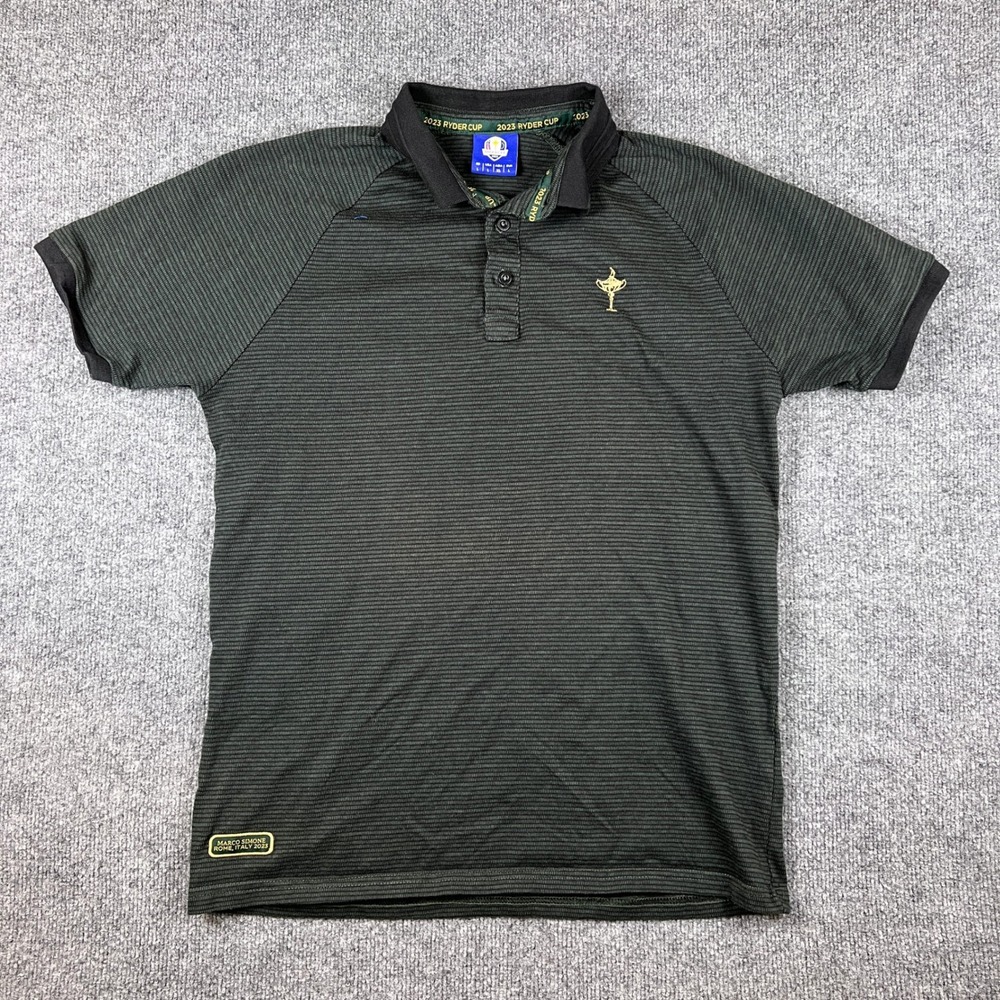 Ryder Cup 2023 Polo Shirt Mens L (Fits M) Green Striped Marco Simone Italy Golf